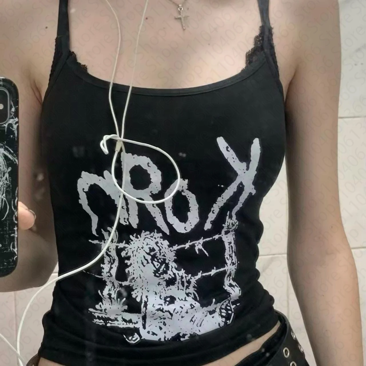 

Y2k женский топ на подтяжках футболка в стиле панк винтаж 90-х годов готика сексуальная эстетика черный жилет летняя без рукавов сексуальная женская одежда Harajuku