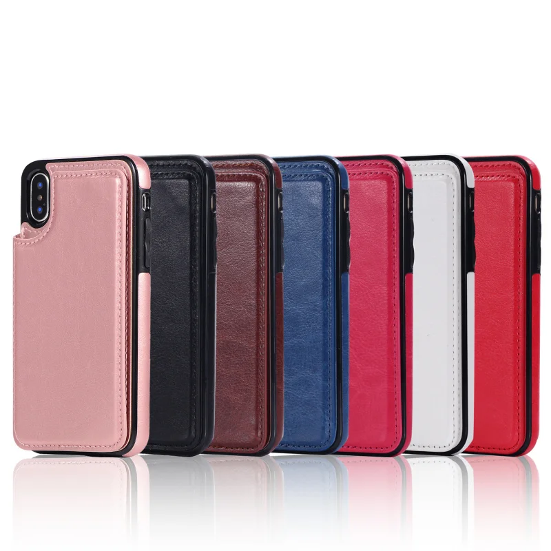 PU Leather Business Phone Case for iPhone 17 Pro Max 16 15 Double Layer Protective Flip Cover Slot Cards Cash Storage Stand
