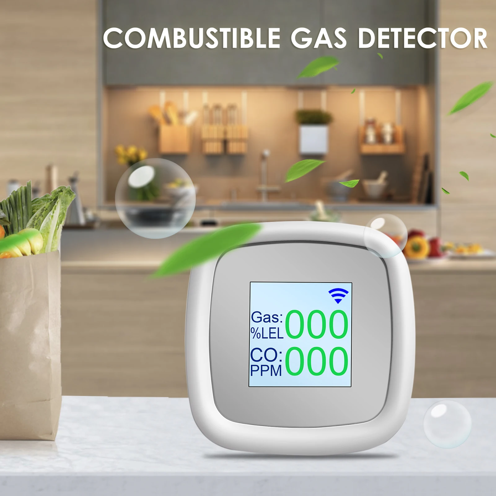 Tuya WIFI Combustible Gas Detector Gas Alarm Digital Gas Detection Sensor Gas Leak Tester Sound Alarm Smart Air Quality Detector