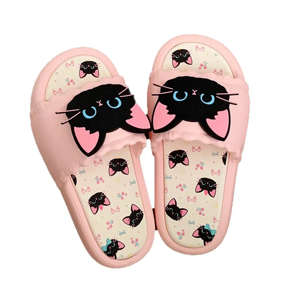

Printting Cute Cat Slides Women Slippers Summer Indoor Soft Cartoon Sandals Bathroom Anti-slip Outdoor Comfy Men Shoes Coupl