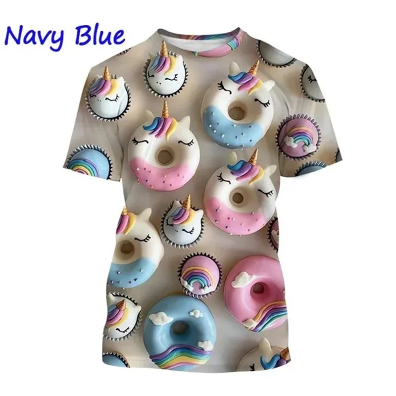 

Hot Sell 3d Printed Doughnut T Shirt Men Women Cake Graphic T-shirts Fashion Harajuku Y2k Tshirt Street Short Sleeve Tees Tops