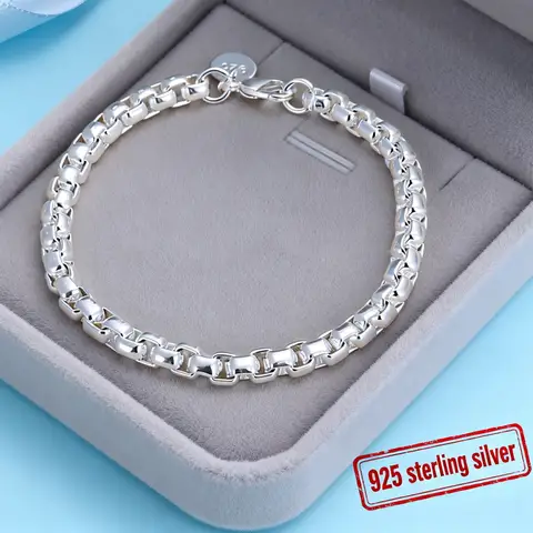 Noble Nice 925 Sterling Silver Geometric 4MM Chain Bracelets for Women Wedding Party Christmas Gifts Fashion Jewelry