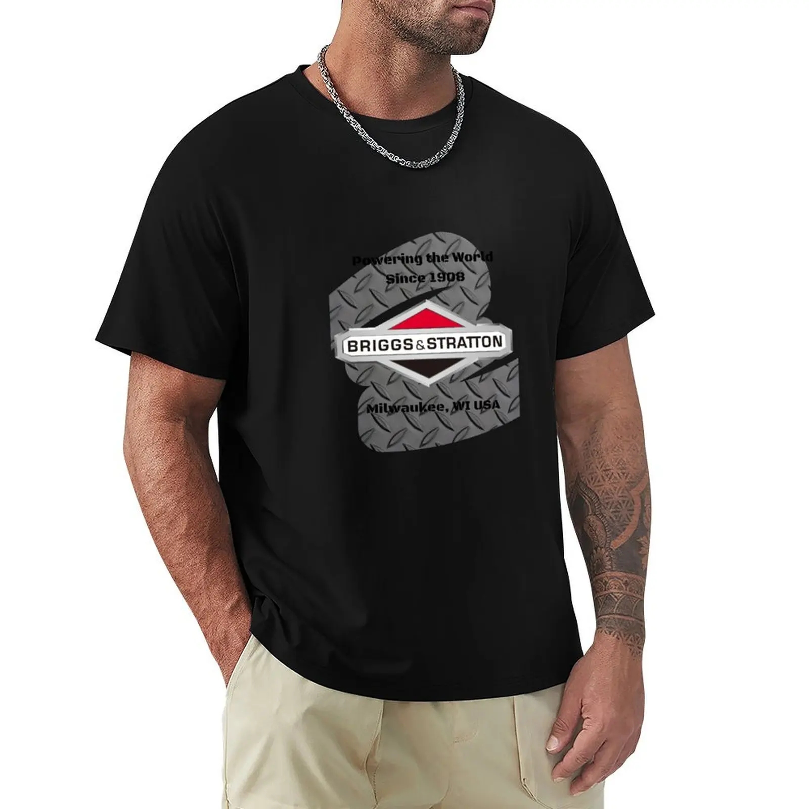 Diamond plate Classic Briggs and Stratton Engine T Shirt T-Shirt Soft Durable Cotton T-Shirt
