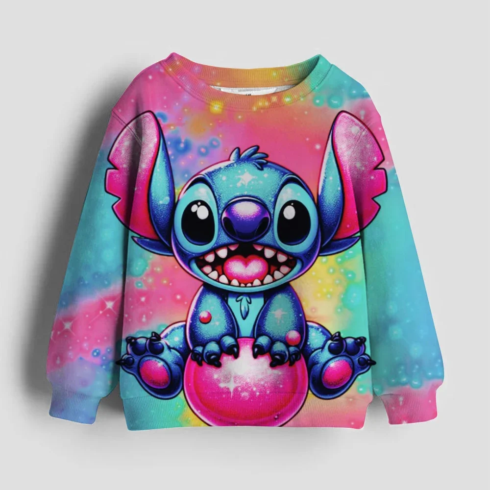 

Hoodie, Children's Spring and Autumn New Style, Floral Round Neck Long Sleeved, Disney Stitch Children's Sportswear, Floral Roun