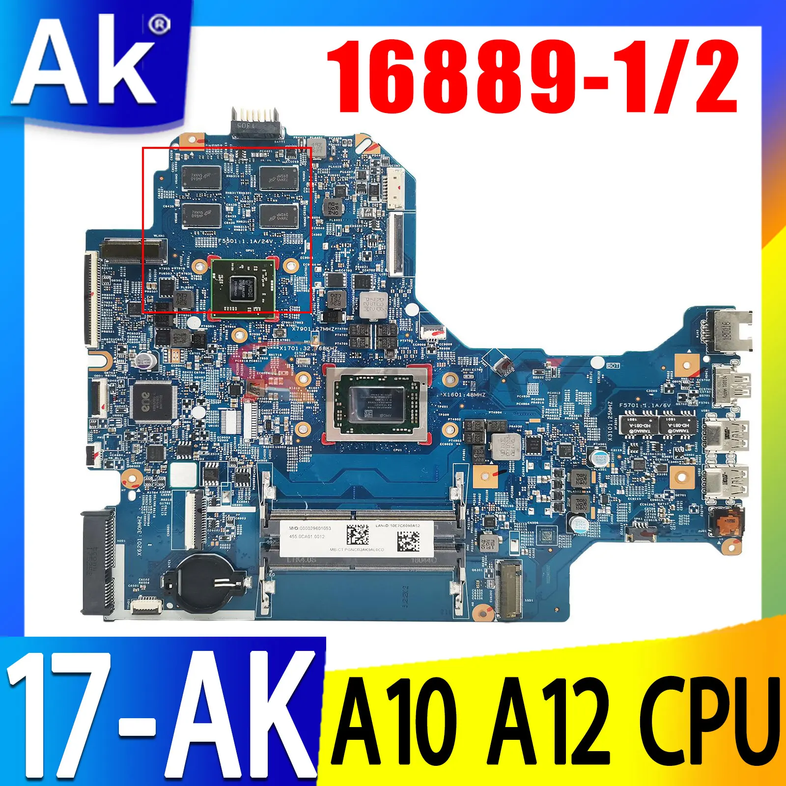 

Материнская плата для ноутбука HP 17-AK 17Z-AK H16889-2 с процессором A10-9620P A12-9720P 16889-2, протестирована в порядке
