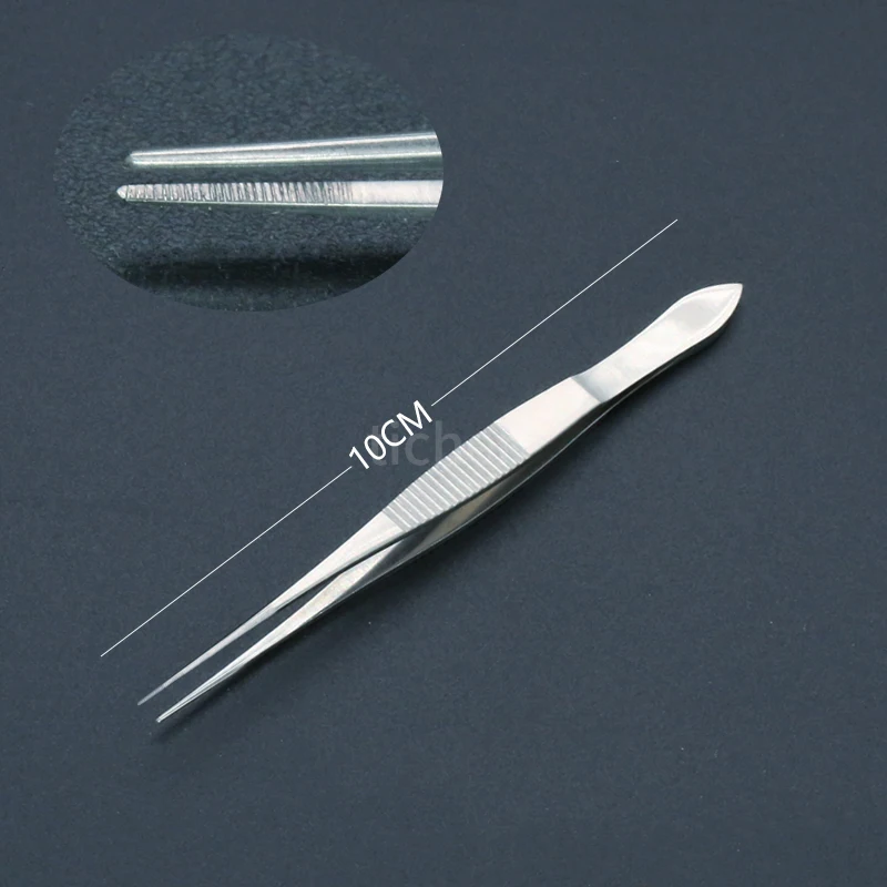 Ophthalmic Tweezers With Teeth Hook 10cm Stainless Steel Double Eyelid Surgery Tool Tissue Tweezers Without Teeth