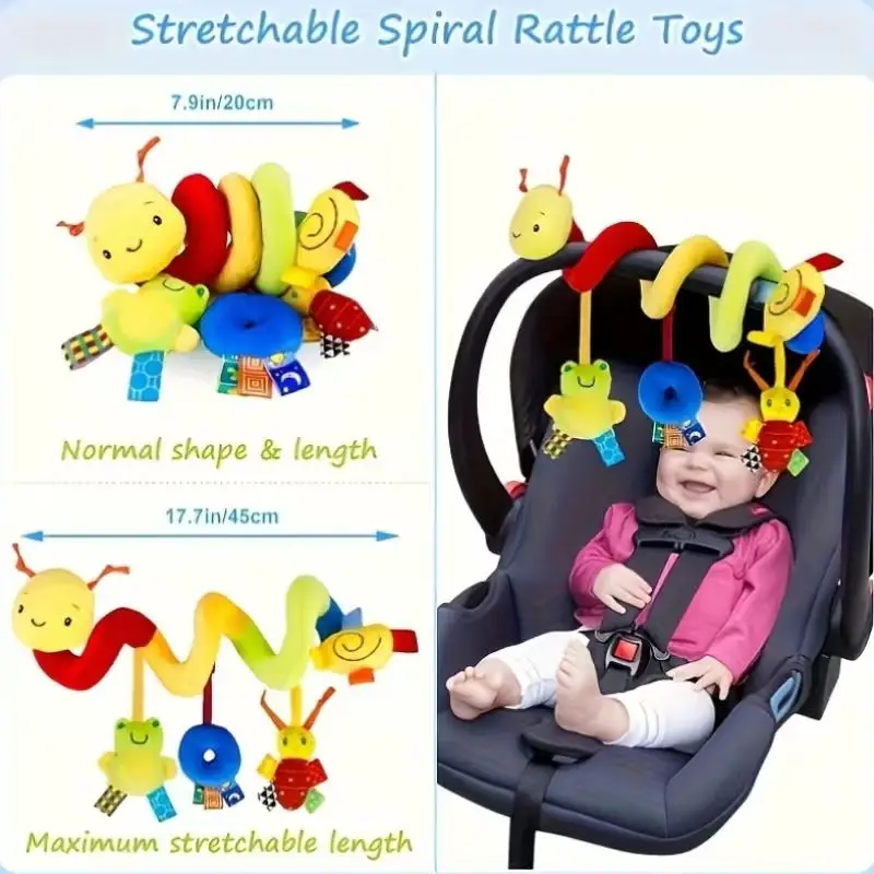 Cute Bee Hanging Toy for Baby Crib Mobile and Car Decor, Soft Plush Animal Nursery Bed Hanger with Safety Bell, Infant Children