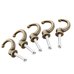 5Pcs Antique Bronze Door Hanger Hooks Small Wall Hooks for Jewelry Wood Box Bathroom Hat Keychain Coat Towels Furniture Hardware