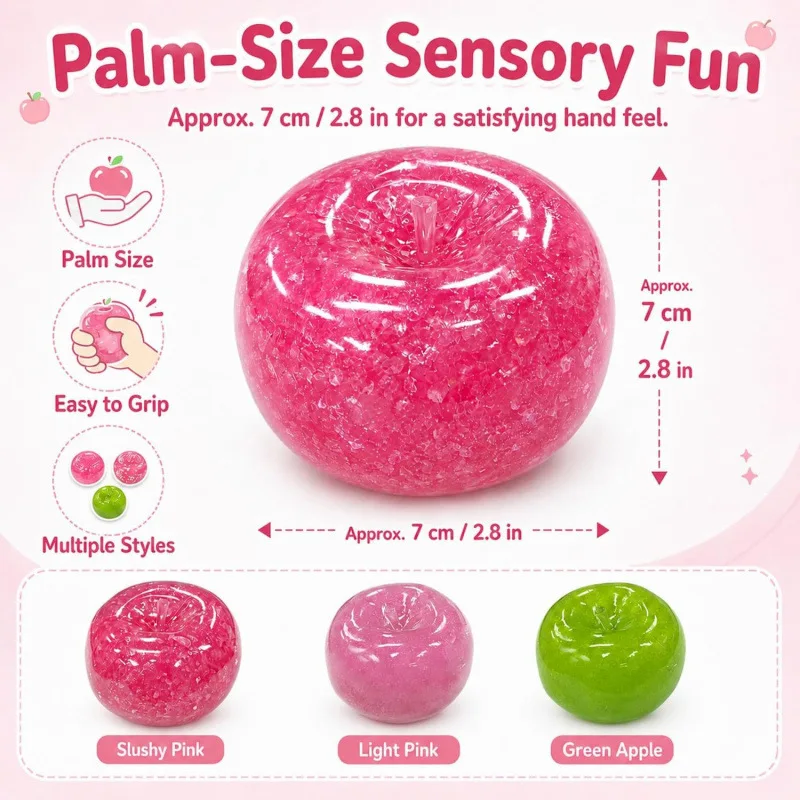 Ice Cold Mud, Apple Puree, Toy Sand, Soothing and Slowly Rising Fidget Sensory Desktop Decoration Gift, 3 Colors, Mud Texture