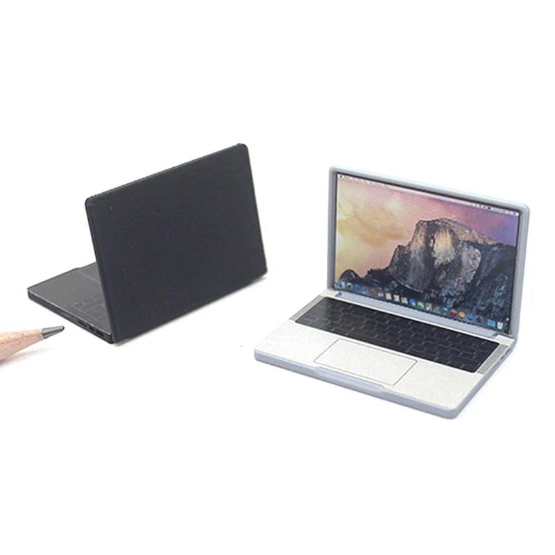 Simulazione carina 1:12 Mini computer portatile Casa delle bambole Artigianato in lega in miniatura Decorazione della casa delle bambole per la casa delle bambole Accessori fai da te