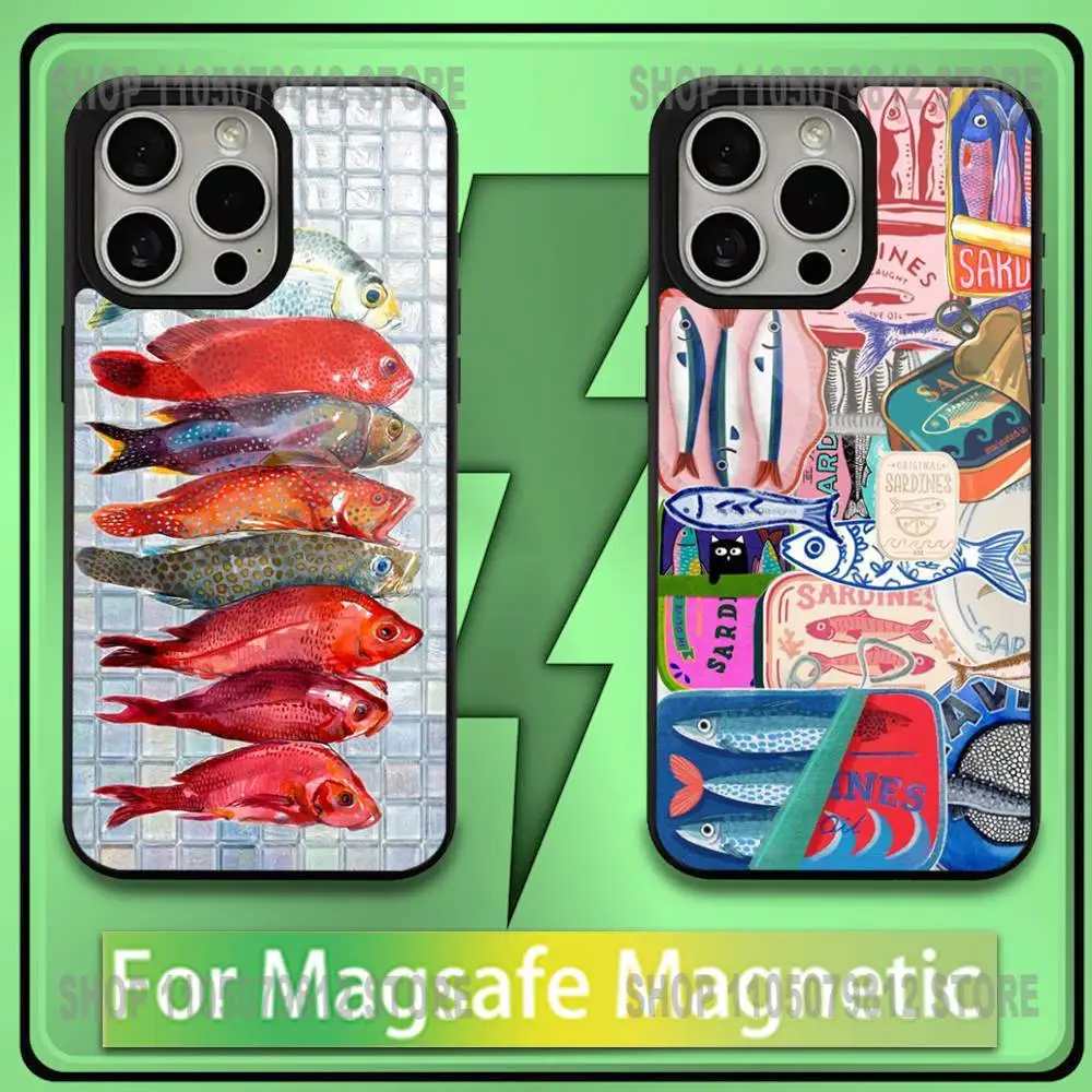 

Sardines Phone Case For iPhone17,16,15,14,13,12,11,Plus,Pro,Max,Mini Soft Magesafe Magnetic Wireless Charge