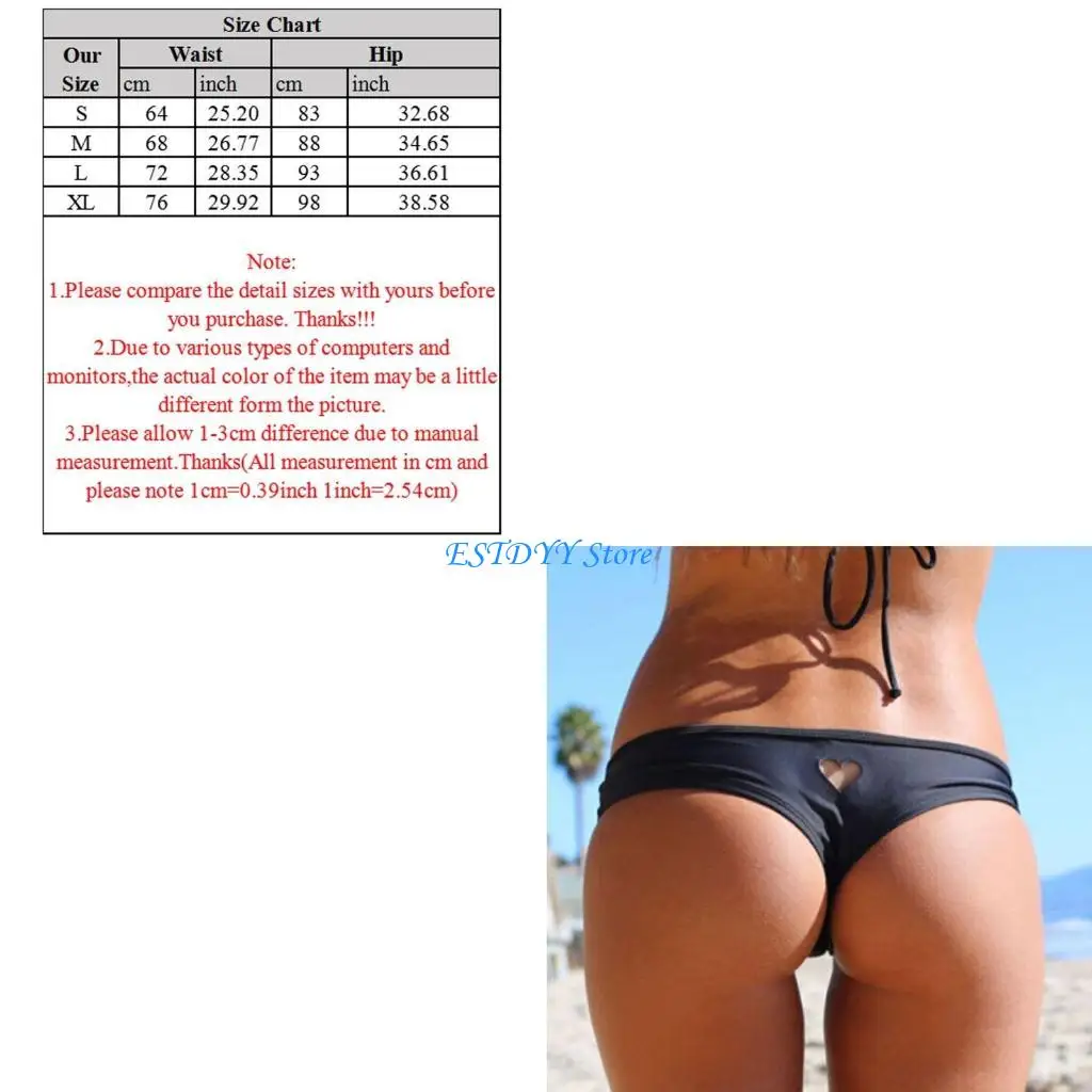

G6DE Sexy Women Heart T-Back Thong Cut-Out Beachwear Bottom Bathing Swimwear