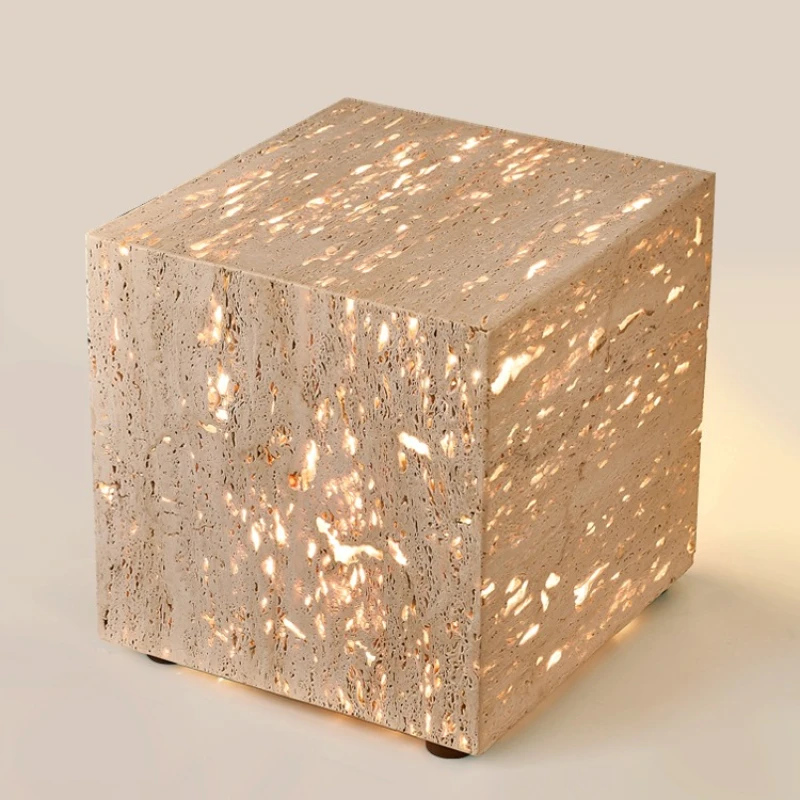 

Medieval style floor lamp bedside table integrated living room sofa side shelf bedroom atmosphere wabi sabi retro desk lamp