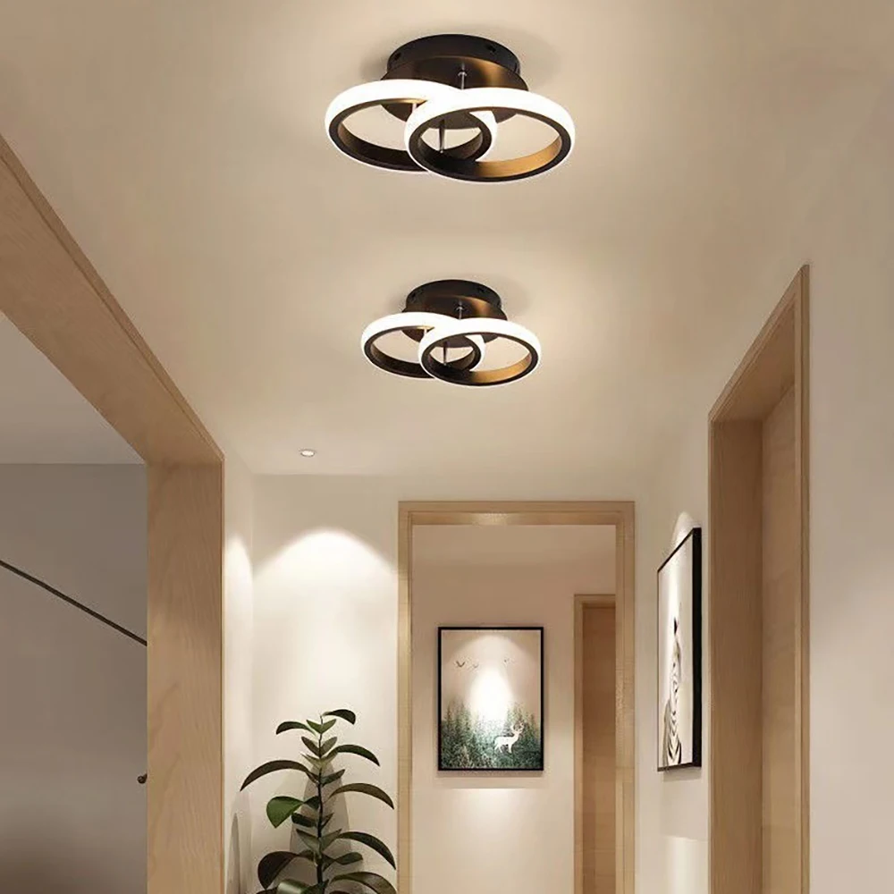 Modern LED Ceiling Light 2 Rings Creative Design Ceiling Lamp Indoor Lighting Fixtures Hallway Balcony Aisle Office Lustre