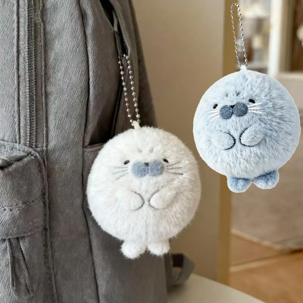 Cartoon Super Cute And Adorable Seal-Shaped Fluffy Plushie Schoolbag Pendant Mini Peluche Keyring Christmas Birthday Gift 2026