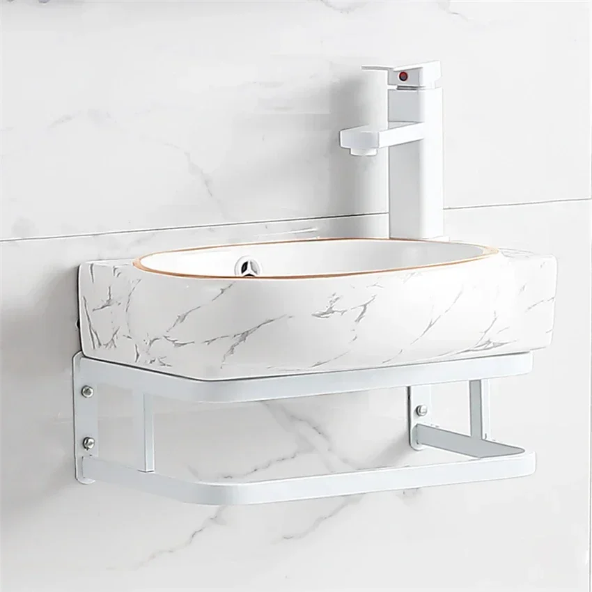 Ceramic Washbasin Small Household Bathroom washbasin Balcony Wall Hanging Washbasin Stainless Steel Bracket Corner Wash Basin