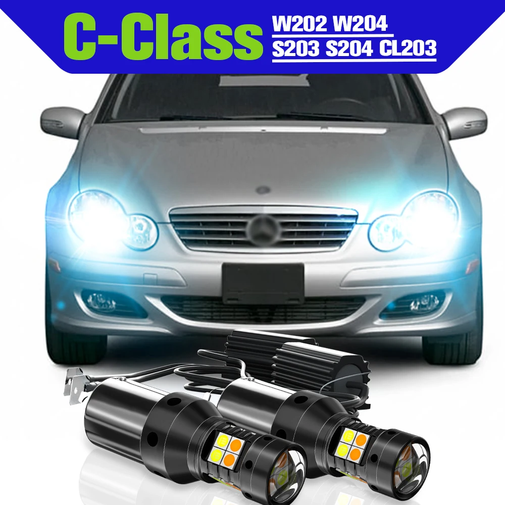 

Dual Mode Turn Signal+Daytime Running Light DRL Accessories 2x LED Lamp For Mercedes Benz C-Class W203 W204 CL203 S203 2000-2010