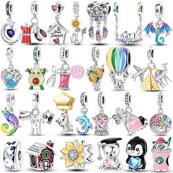 Silver Plated Dangle Penguins Bears Dream Net Charms Beads Pendants Fit Original Bangle Bracelet Making Woman Jewelry