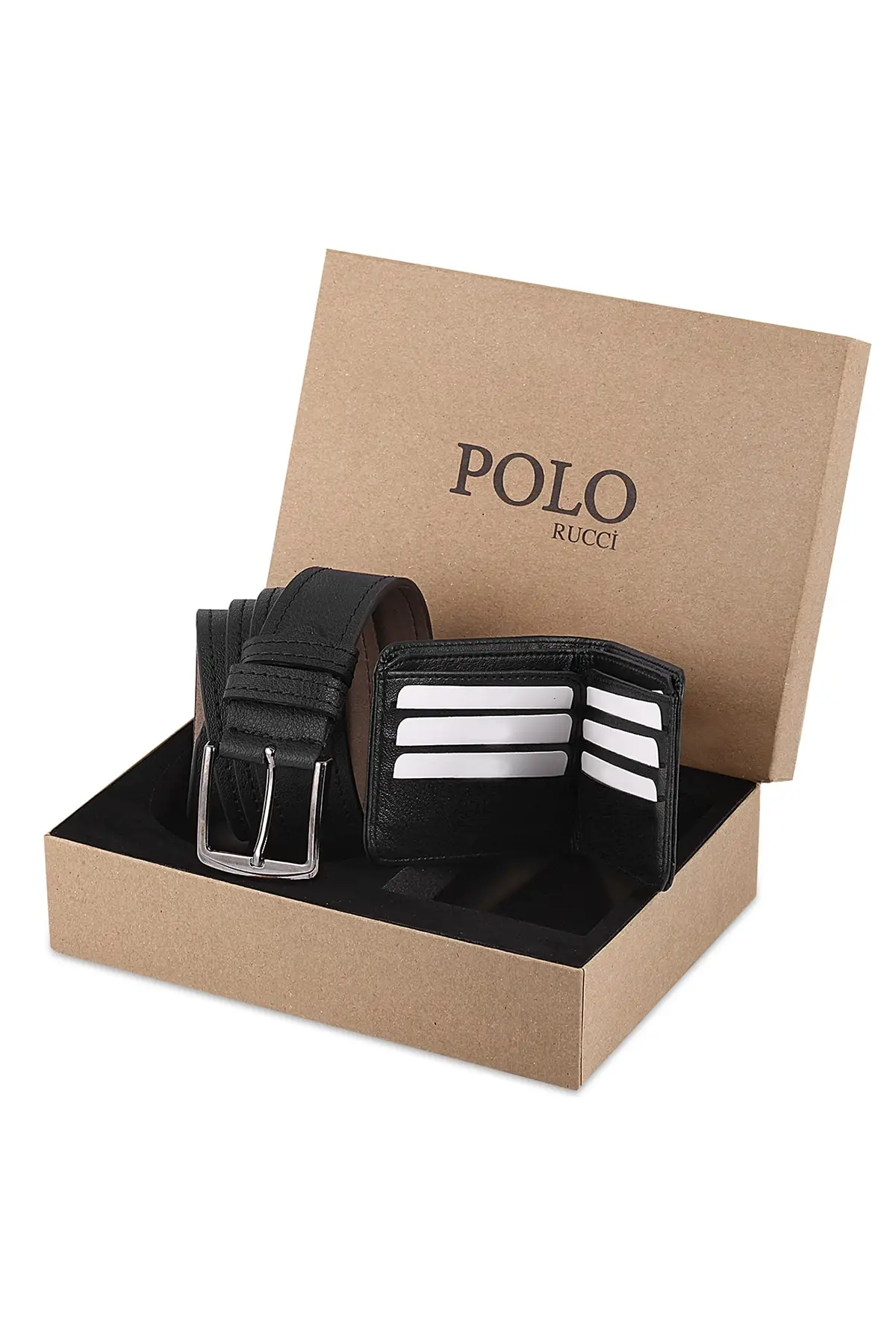 Boxed Men's Black Belt Wallet Set Stylish Useful Multifunctional Fast And Safe Delivery 2022 Trend Model