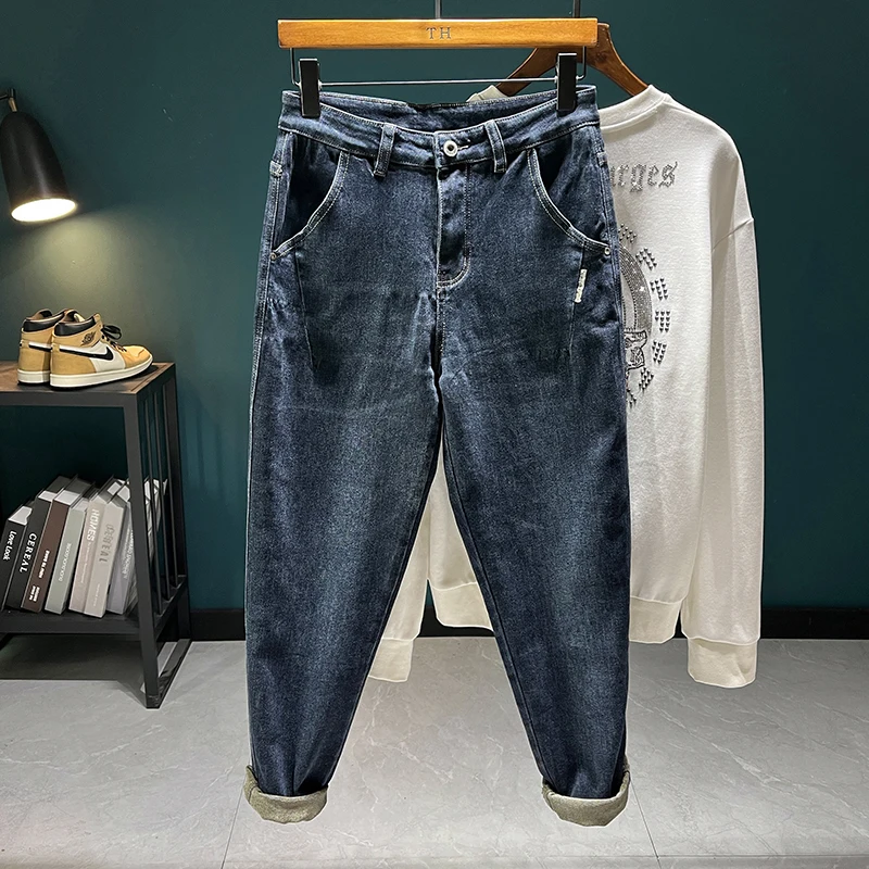 2026 Autumn New Cotton Elastic Slim Men's Casual Tapered Jeans Classic American Retro Cityboy Y2K Carrot Pants Denim Trousers