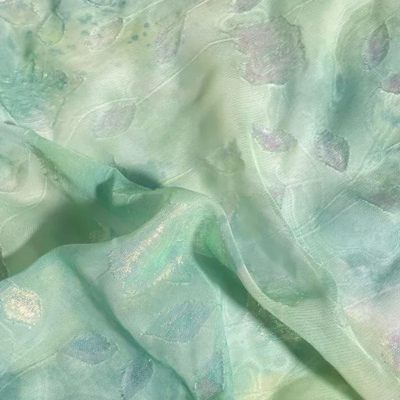100cm Tie-Dyed Digital Printed Fabric Colorful Jacquard Chiffon Retro Printed Cloth Women's Lolita Dress Shirt DIY Sewing Fabric