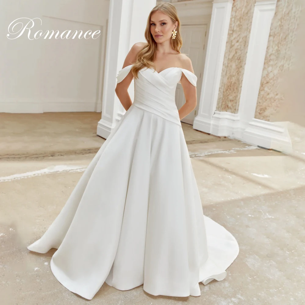 

Simple Pleat Off The Shoulder A-Line Sweetheart Wedding Dresses Women 2025 Backless Pleat Buttons Vestidos De Novia Customized