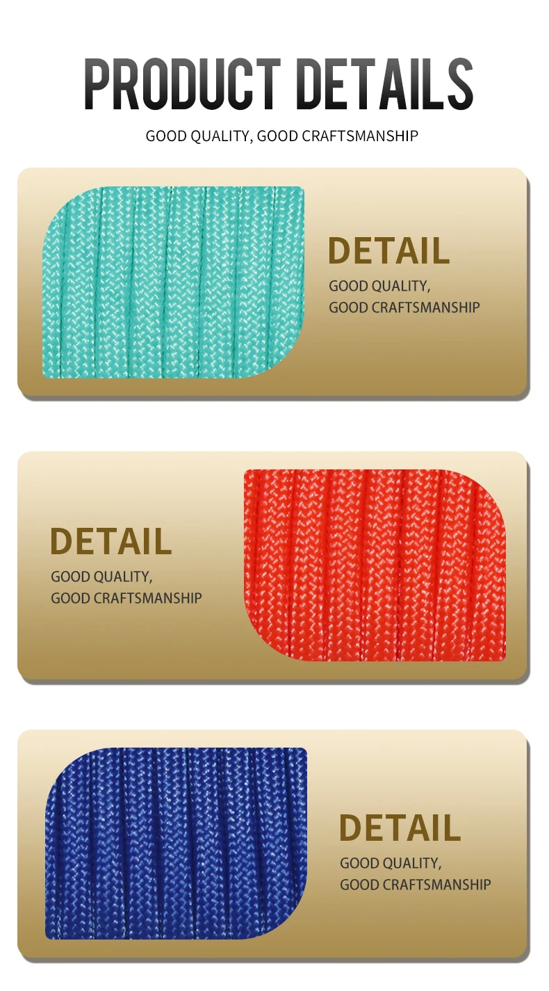 1 Stück 550 Paracord Fallschirmschnur Lanyard Mil Spec Typ III 7 Strang Kern 100 FT 27 Farben zum Klettern Camping Schnalle Armband – Detail 6