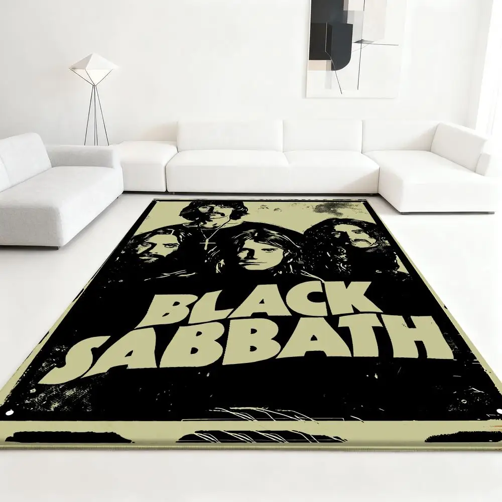 

B-Black-Sabbaths Heavy Rock Floor Mat Soft Thickened Absorbent Non-Slip Bedroom Living Room Door Mat Home Decor Flannel Rugs