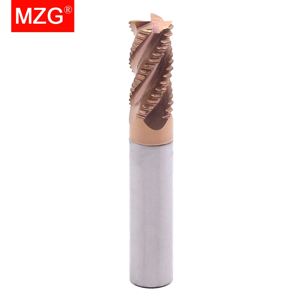 MZG-Fresa de extremo rugoso de corte, herramienta de carburo de acero de tungsteno, aluminio, latón, cortador de acero inoxidable, 4mm, 5mm, 6mm,