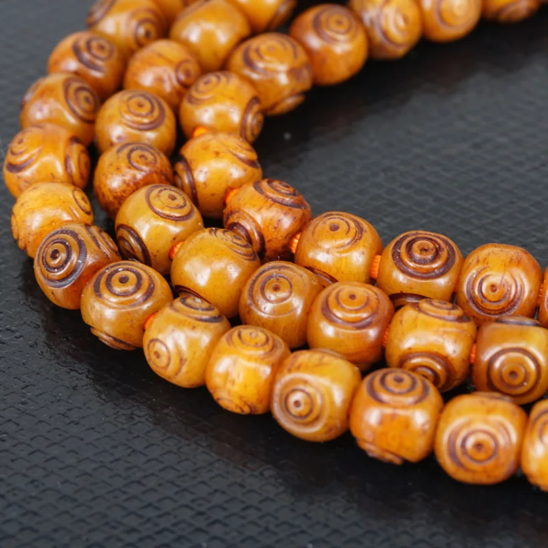 Tibetan-style hand-carved 108-bead prayer beads made of old cow bone round beads old cow bone bracelet for men