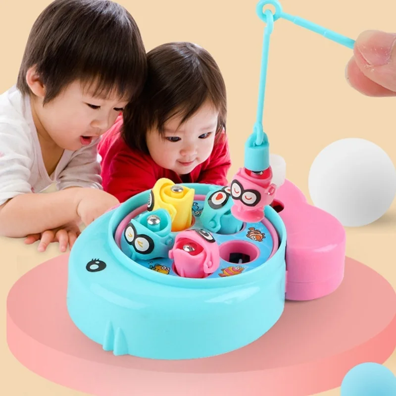 Children's Clockwork Rotating Magnetic Fishing Toys Kids Fishing Fish Plate Set Parent-Child Interactive Desktop Game Toy Gift