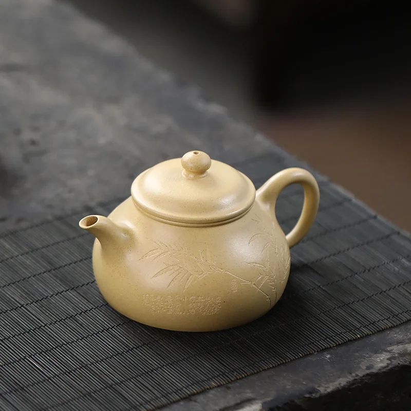 170ml High-end Yixing Purple Clay Teapots Famous Hand-carved Bamboo Leaves Tea Pot Kettle Chinese Handmade Raw Ore Zisha Tea Set