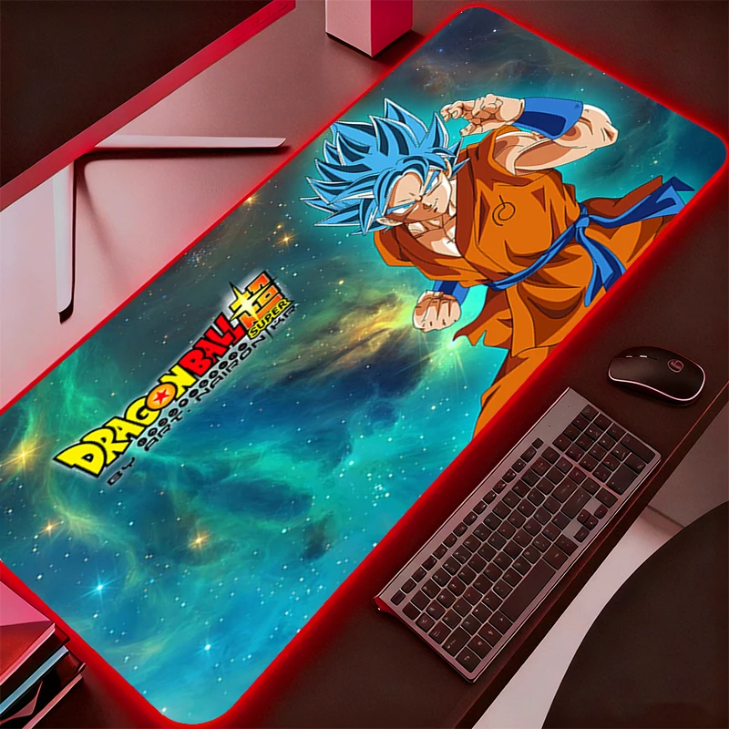 

Светодиодный коврик для мыши Dragon Ball DBZ, подсветка компьютерной клавиатуры, ковер, большие игровые аксессуары, коврик для мыши RGB, коврик для ПК, геймер, настольный коврик