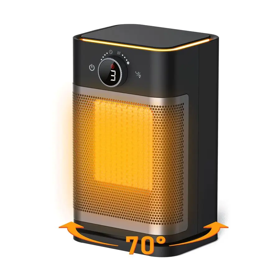 

Портативный электрический обогреватель 1400 Вт для помещений, PTC-нагреватель для офиса, гостиной, комнаты для йоги, с термостатом, 70° осцилляция