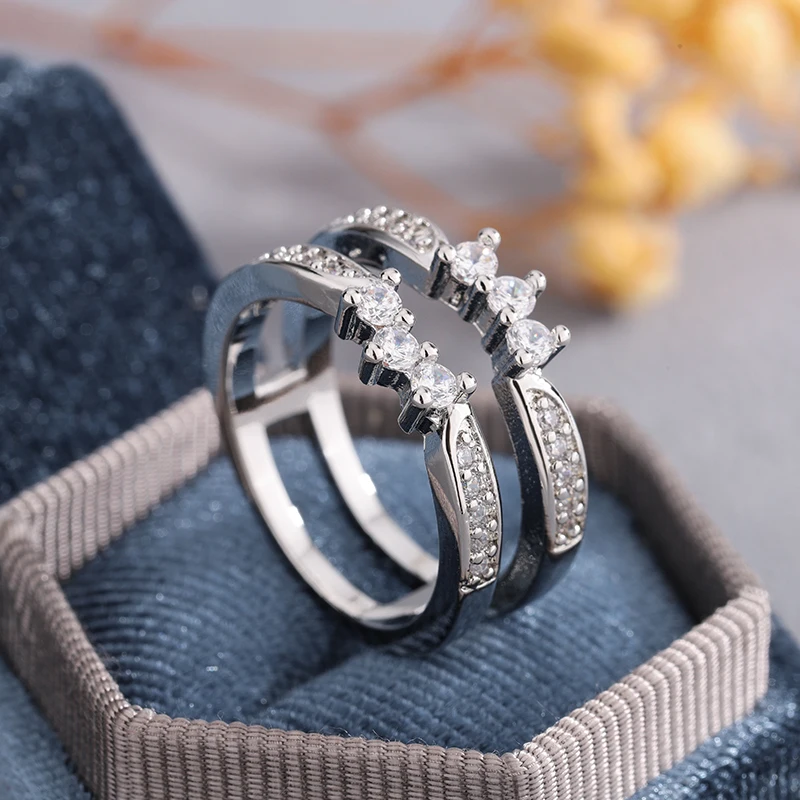 

Новая мода обручальное кольцо с цирконом, посеребренное 925, цвет D, созданное в лаборатории, свадебное кольцо с бриллиантом и бантом, комплект ювелирных изделий для женщин