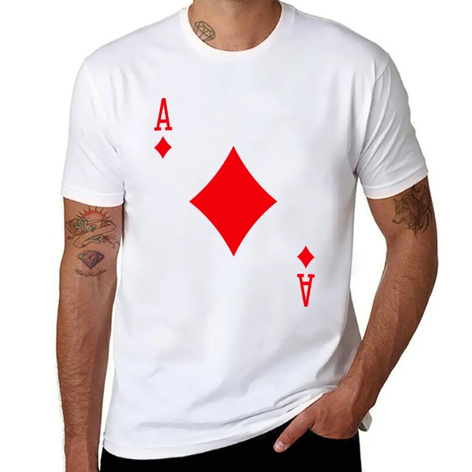 

Ace of Diamonds Classic Card Deck Casino Poker Ace Diamonds T-Shirt t shirts for man graphic funny t shirts cotton 100% T-Shirt