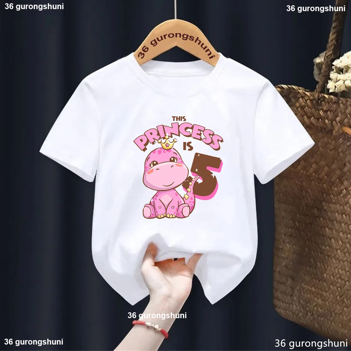 Cette princesse est 3 filles 3ème anniversaire rose dinosaure fête enfants T-Shirt mode mignon filles vêtements anniversaire à manches courtes hauts