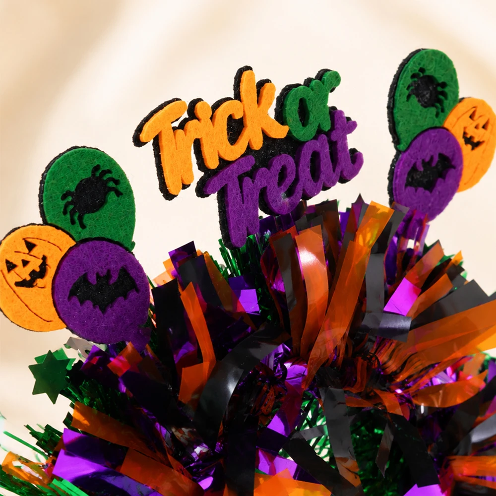 Halloween Trick or Treat Headband Tinsel Hairband Pumpkin Bat Spider Fringe Kids Girls Toddler Party Costume Photo Prop Decor