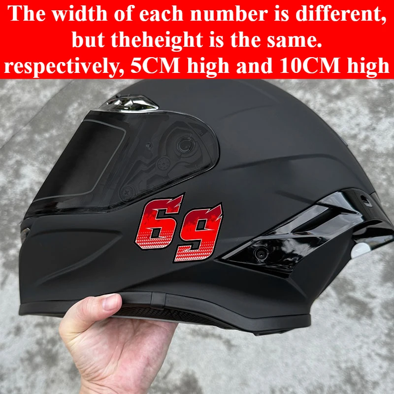 1Pc Red 0-9 Number Vinyl Sticker, Waterproof for Motorcycle Helmet Fairing Fuel Tank, Car Window, Racing-Theme DIY Decor