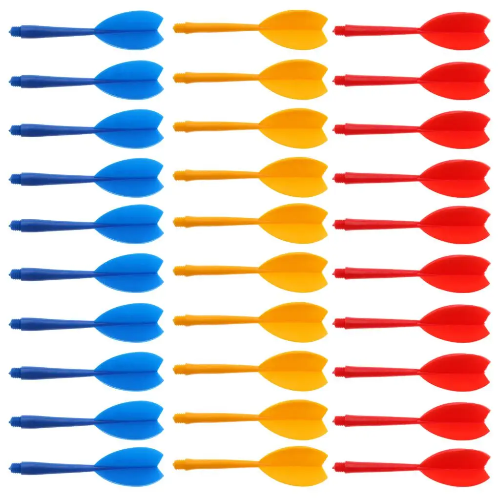 30 Pcs ABS Multicolor Professional Darts Tail Durable Shaft Flights Set Combo 70mm Red Yellow Blue Darts Accessories Replacement