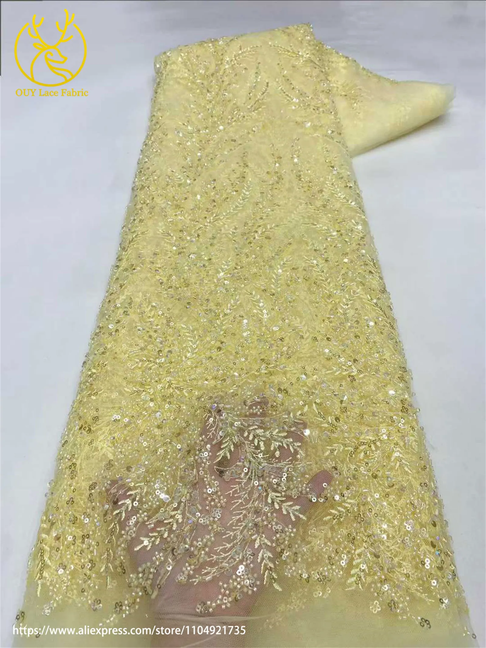 Tecido de renda de malha de lantejoulas francesas 2025 africano nigeriano tule bordado tecido de renda vestido de casamento feminino material de costura 5 jardas