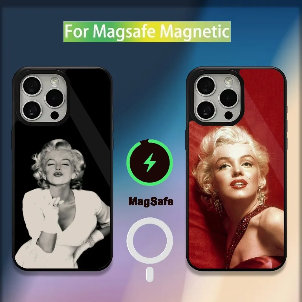 

M-Marilyn M-MonroeS Vintage Phone Case For iPhone 16,15,14,13,12,11,Plus,Pro,Max,Mini Magsafe Magnetic Wireless Charging