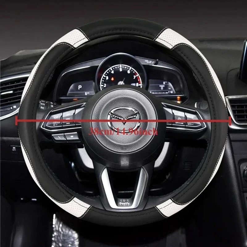 غطاء جلدي قابل للتنفس مضاد للانزلاق - غطاء حماية لعجلة قيادة السيارة، غطاء من الألياف الدقيقة مناسب لمعظم المركبات. #2