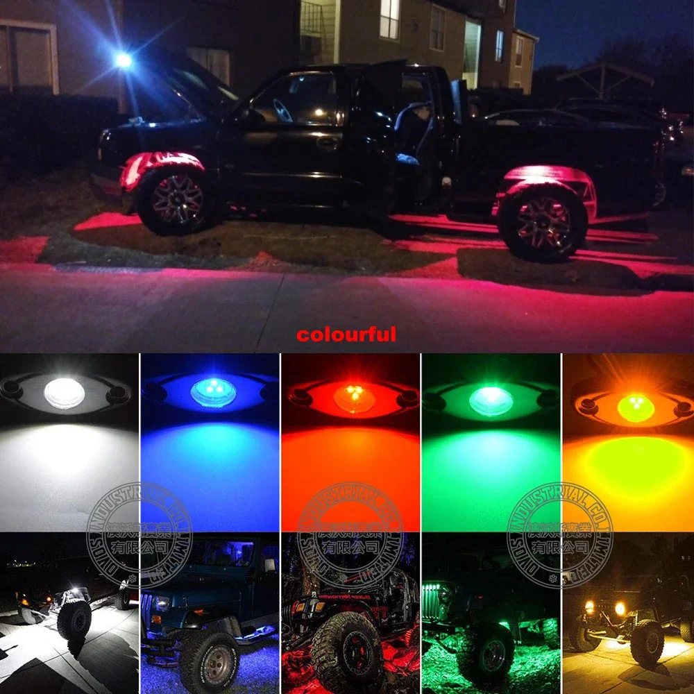 1 Set Neon Light Control by Wireless App 4 Pods Multi-color Car Led Rock Light for -Jeep 4X4 -Suzuki Samurai Lada Car Truck