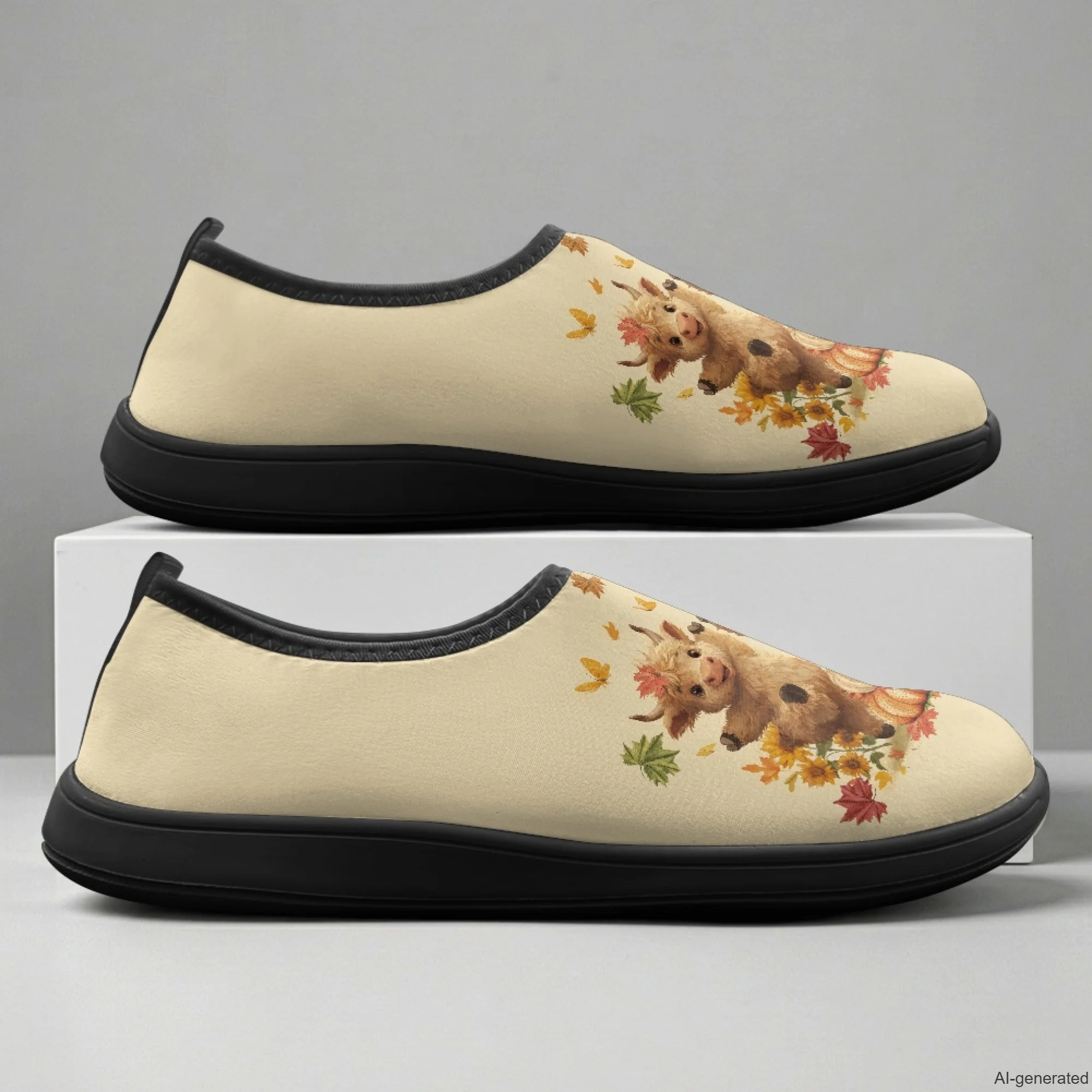 XIXIRIMIDO Slip-on Wide-toed Shoes Highland Cow Print Zapatos De Mujer Men's Sneakers and Casual Shoes Slippers Nurse Shoes