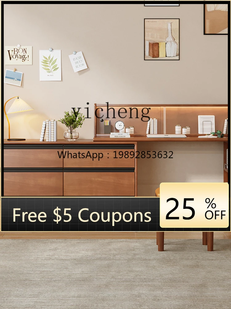 

ZZ Solid Wood Makeup Table Retractable Dresser Chest of Drawers Tailstock Storage Dresser