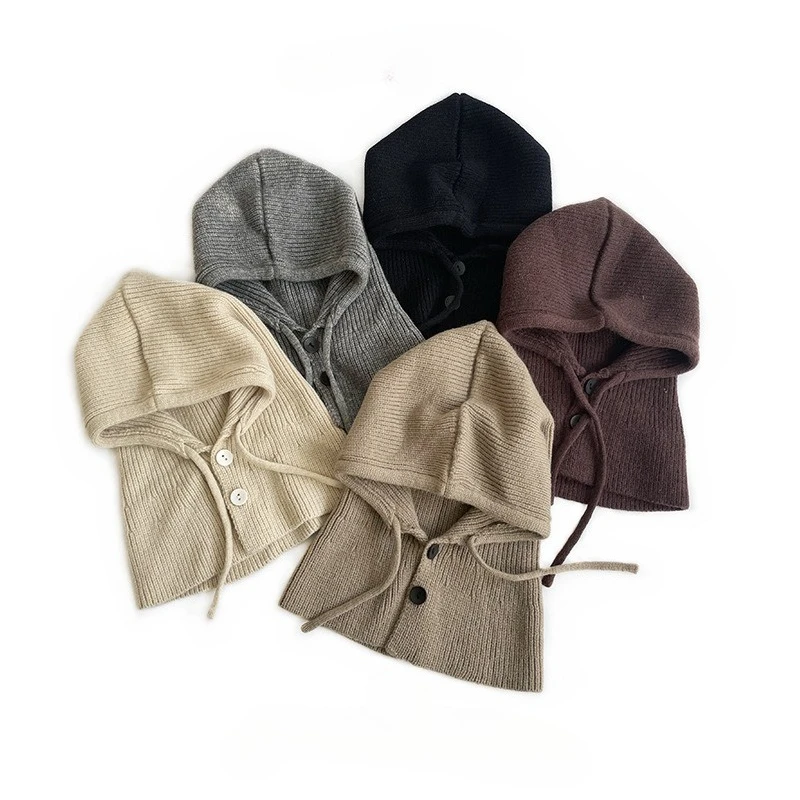 

Winter Knit Hat New Ladies Fashion One-piece Hat Korean Version of Leisure Scarf Warm Windproof Wool Hat