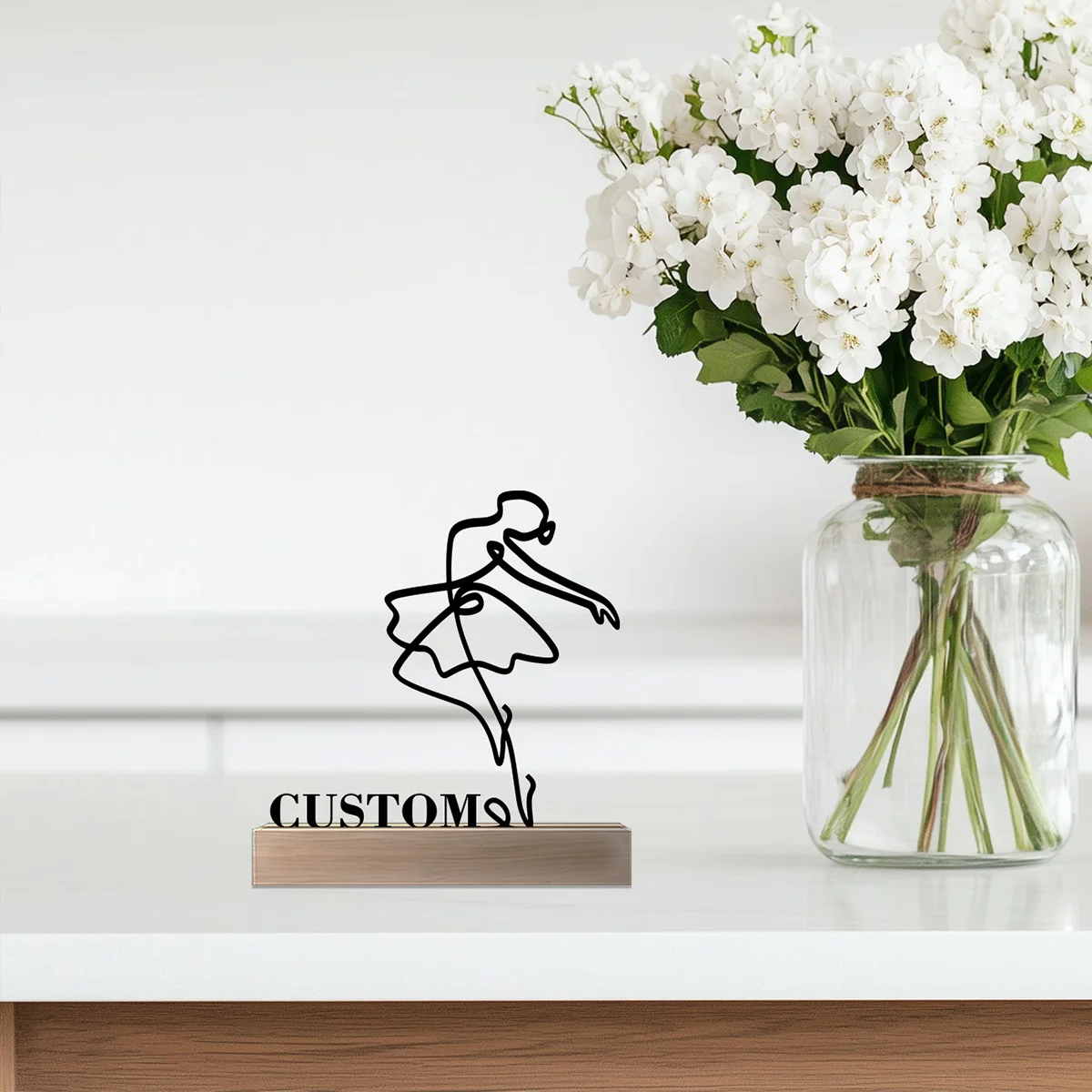 1 قطعة راقصة بسيطة مخصصة اسم تمثال حديدي مع قاعدة خشبية الحديد زخرفة القصدير النحت الفن الحرف مع قاعدة خشبية #5