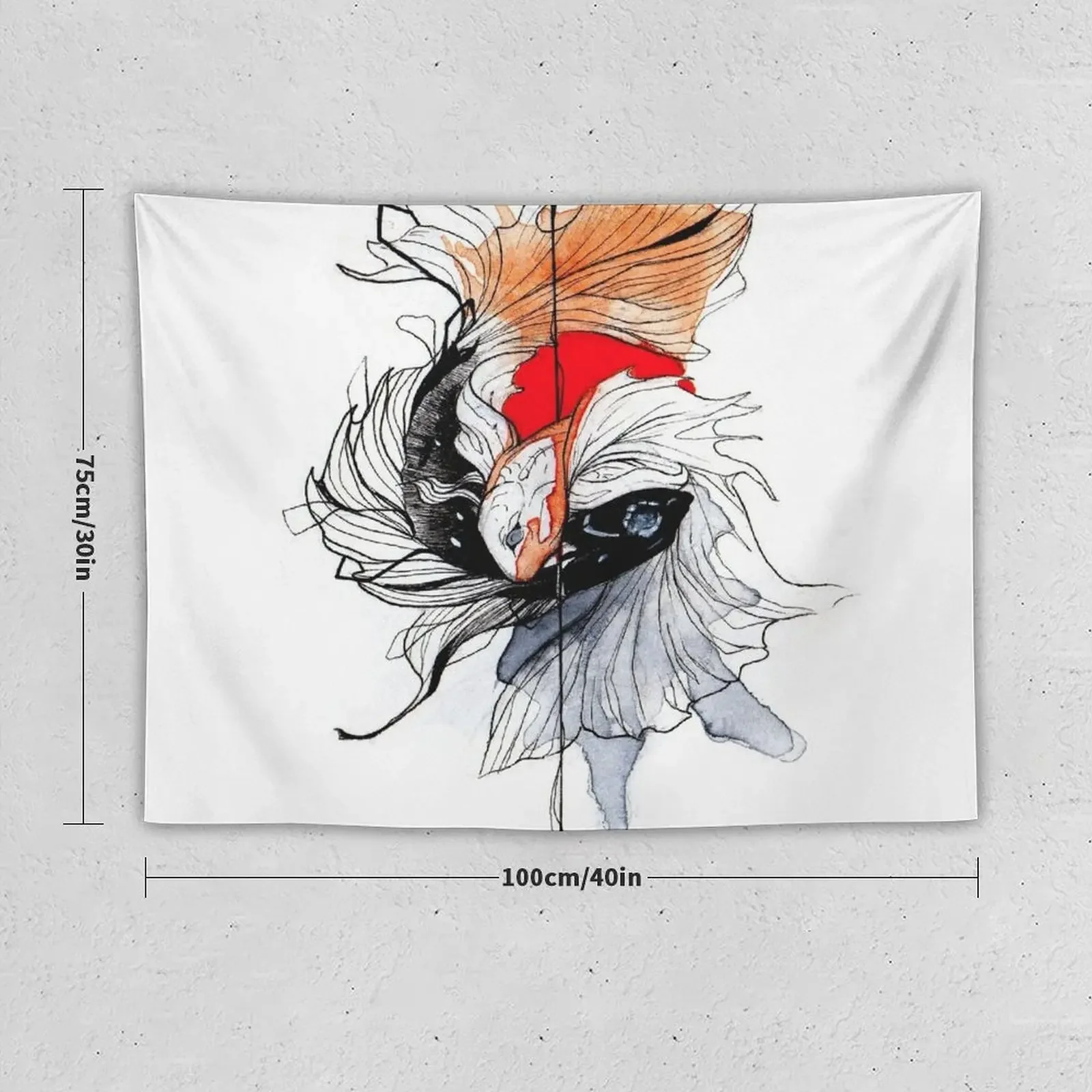 BETTA SPLENDENS INKTOBER Tapestry Aesthetic Room Decor Korean Wallpapers Home Decor Room Decor Cute Tapestry