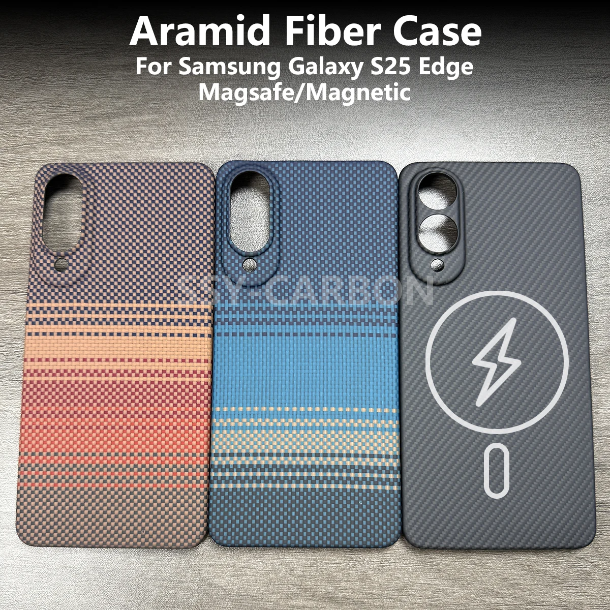 

Magnetic Case For Samsung Galaxy S25 Edge Magnetic Aramid Phone Protective Case Carbon Fiber Magsafe Ultra-thin Armor Cover